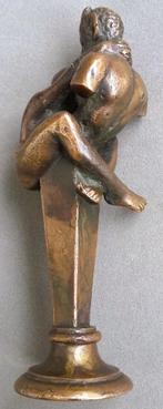 Om 1900 Bronzen Beeld Sculptuur Naakt Nimf en Faun Erotiek, Antiek en Kunst, Ophalen of Verzenden, Brons