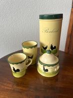 Kip en Haan Servies: Beker, Kopje, Beschuitbus, Suikerpot, Ophalen of Verzenden