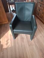Twee groene stoelen op wieltjes, Huis en Inrichting, Fauteuils, Ophalen, Gebruikt, Minder dan 75 cm, 50 tot 75 cm