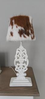 2x lamp met koe leer kap ( echt leer ), Ophalen, Minder dan 50 cm, Hout, Landelijk