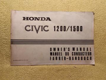 HONDA CIVIC 1200 1500. Owner's Manual. 1976. beschikbaar voor biedingen