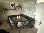 Te koop nette steigerhouten hoekbank plus tafel en 4 stoelen, Huis en Inrichting, Tafels | Eettafels, Ophalen, Gebruikt, 200 cm of meer