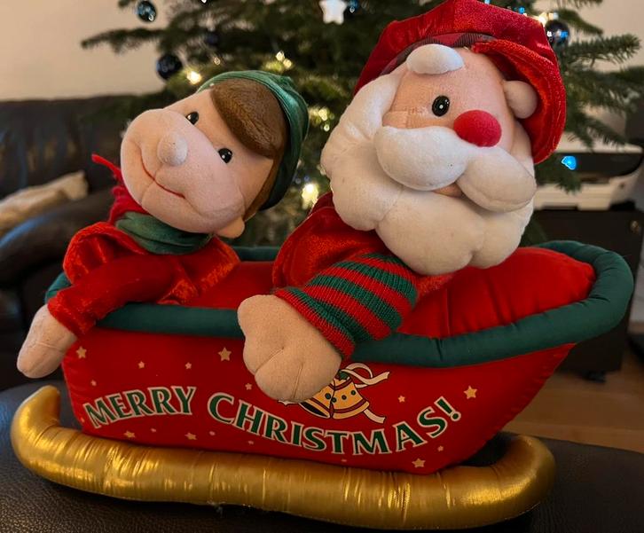 Zingende kerstman in arreslee, Diversen, Kerst, Zo goed als nieuw, Ophalen of Verzenden