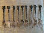 9 Antieke Zilveren Taartvorkjes - Nederlandse Bloemen, Antiek en Kunst, Ophalen of Verzenden