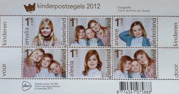 Kinderpostzegels 2012 met de 3 prinsesjes (ongebruikt), Postzegels en Munten, Postzegels | Nederland, Postfris, Na 1940, Ophalen of Verzenden