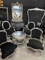 Zilver zwart barok stoelen spiegel meubelen, Ophalen of Verzenden
