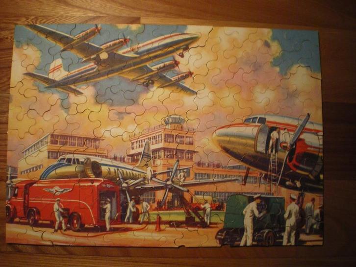 4 UNIEKE VINTAGE LEGPUZZELS TRANSPORT JAREN ´50, Antiek en Kunst, Antiek | Speelgoed, Ophalen of Verzenden