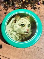 Vintage blik LONKA poes kat mintgroen, Ophalen of Verzenden