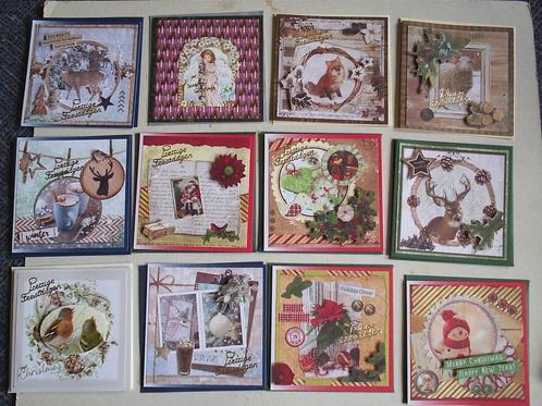 Set 25x zelfgemaakte kerstkaarten / wenskaarten kerst (w), Hobby en Vrije tijd, Kaarten | Zelfgemaakt, Nieuw, Kerst, Verzenden