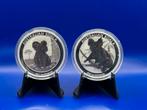 Koala 2 x 1oz - 2017 + 2018 - zilver .999 - perth mint., Postzegels en Munten, Edelmetalen en Baren, Ophalen of Verzenden, Zilver