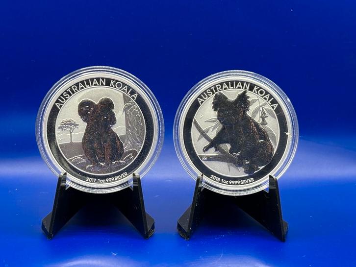 Koala 2 x 1oz - 2017 + 2018 - zilver .999 - perth mint., Postzegels en Munten, Edelmetalen en Baren, Zilver, Ophalen of Verzenden