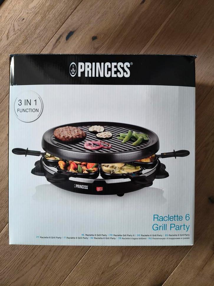 Princess Raclette 6 Grill Party Gourmetstel - Nieuw in doos, Witgoed en Apparatuur, Gourmetstellen, Nieuw, 4 t/m 7 personen, Ophalen of Verzenden