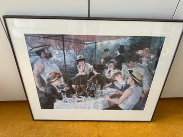 Drie Renoir en Monet posters in geborsteld aluminium lijsten beschikbaar voor biedingen