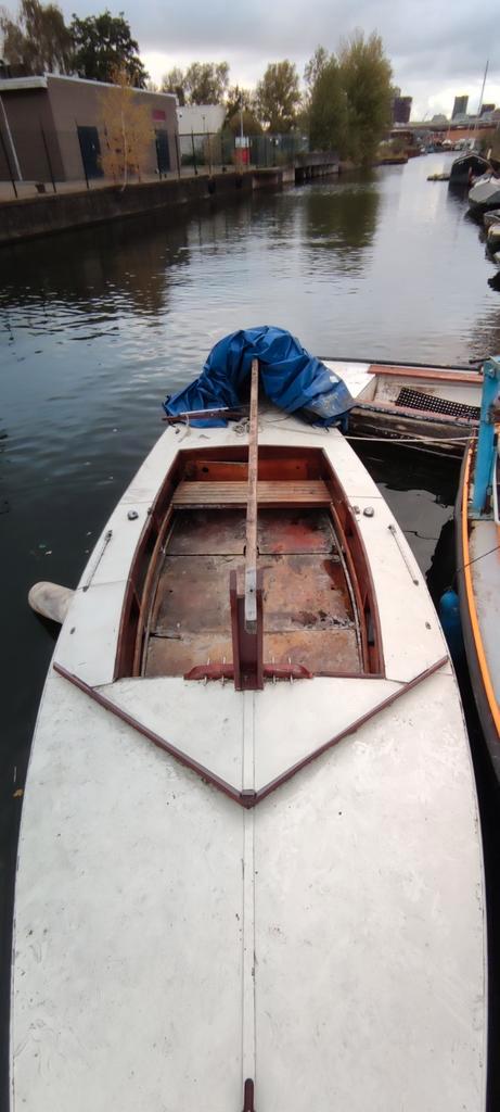 Ex Zeil boot polyester sloep moet weg gratis, Watersport en Boten, Sloepen, Gebruikt, Tot 10 pk, 3 tot 6 meter, Geen motor, Benzine