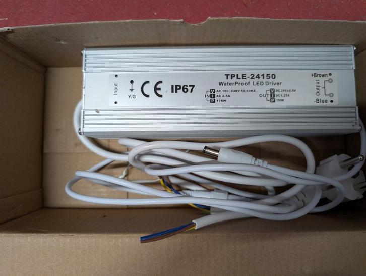 Led strip adapter waterdicht 150 Watt - 24V / 6.25A, Hobby en Vrije tijd, Elektronica-componenten, Nieuw, Ophalen of Verzenden