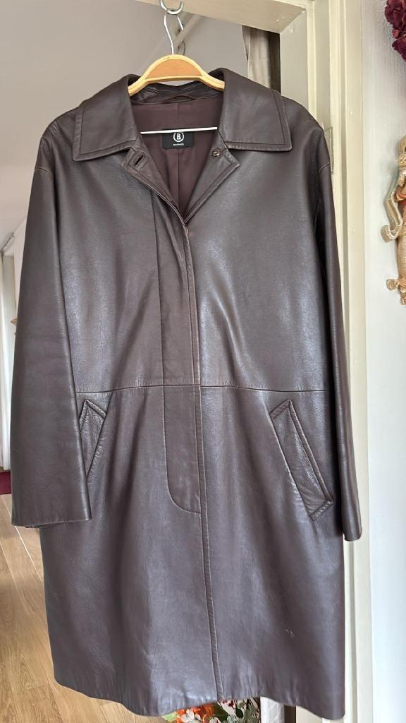 Superlange leren jas, Kleding | Dames, Jassen | Winter, Zo goed als nieuw, Maat 38/40 (M), Bruin, Ophalen