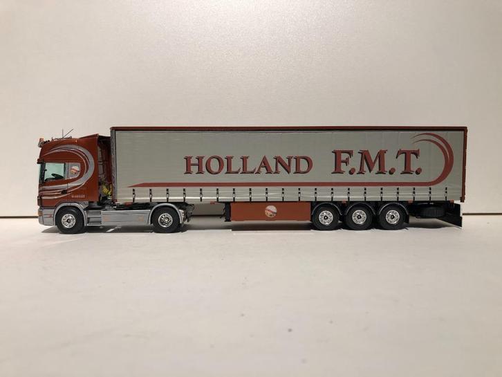 Scania 4 Topline + Tautliner Frank Maas Code 3 1:50, Hobby en Vrije tijd, Modelauto's | 1:50, Zo goed als nieuw, Bus of Vrachtwagen