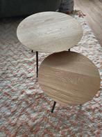 Eiken Bijzettafels Jysk - Set van 2, Ophalen, Zo goed als nieuw, Rond, Minder dan 55 cm