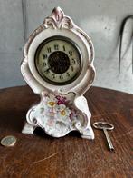 Antiek Porseleinen Tafelklokje met Sleutel – ca. 1900, Antiek en Kunst, Antiek | Klokken, Ophalen of Verzenden