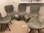 5 Grijze Eetkamerstoelen - Modern Design, Huis en Inrichting, Stoelen, Gebruikt, Ophalen of Verzenden, Metaal, Grijs