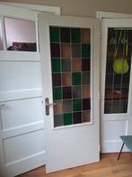 Glas in lood binnendeur met deurbeslag, Ophalen, 80 tot 100 cm, Binnendeur, 200 tot 215 cm