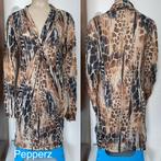 Gekleurde jurk pepperz bruin beige grijs/zwart cheeta 38 M, Maat 38/40 (M), Beige, Pepperz, Ophalen of Verzenden