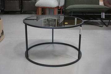 Ronde salontafel DUARTE Light & Living zwart metaal glas beschikbaar voor biedingen