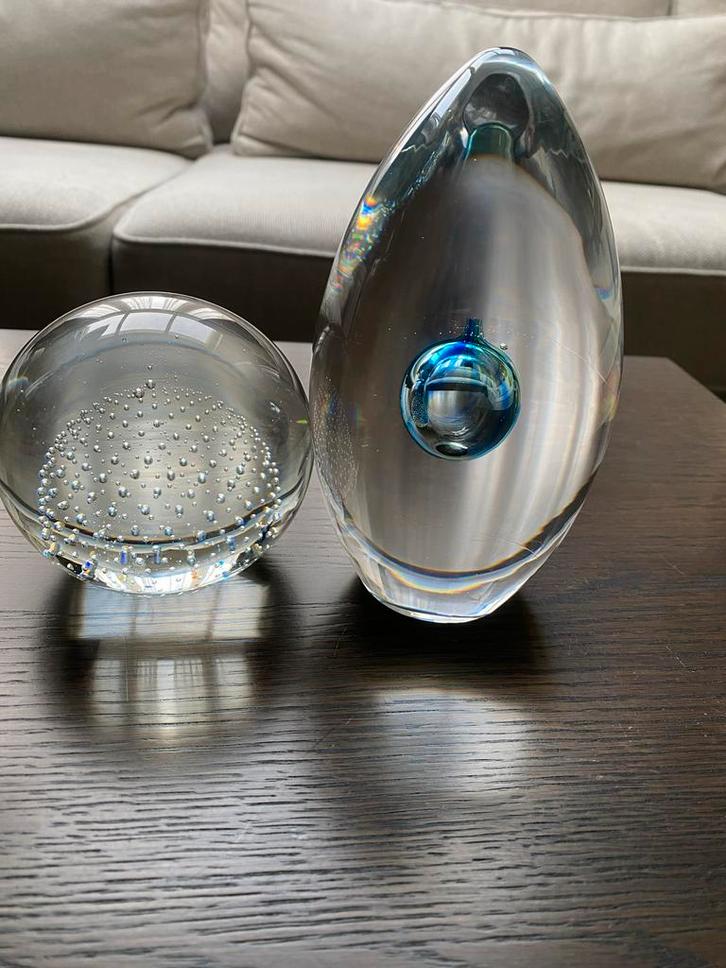 Glazen Objecten Set - Bol & Ei Vorm - Decoratief Glaswerk, Antiek en Kunst, Antiek | Glas en Kristal, Ophalen