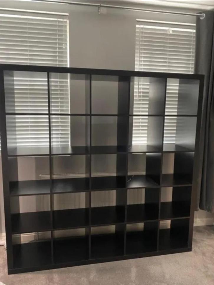 25 vaks Kallax open kast vakkenkast 5x5 zwart Ikea, Huis en Inrichting, Kasten | Ladekasten, Zo goed als nieuw, 150 tot 200 cm