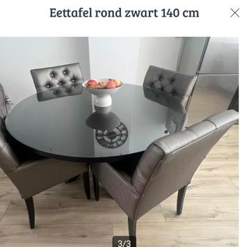 Eettafel zwart rond 140 cm beschikbaar voor biedingen