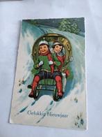 KINDEREN MET HOEFIJZER OP SLEE GELUKKIG NIEUWJAAR  1931, Verzamelen, Ansichtkaarten | Themakaarten, Ophalen of Verzenden, 1920 tot 1940