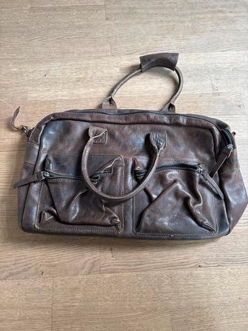 Vintage Bruine Leren Handtas beschikbaar voor biedingen