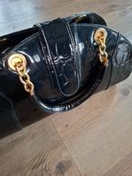 zwarte lak handtas met goudkleurige details, Ophalen of Verzenden, Zo goed als nieuw, Zwart, Handtas