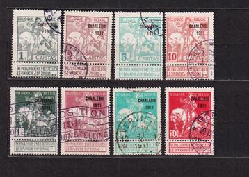België 1911 Caritas 1911 Charleroi OBP 100/107 gestempeld beschikbaar voor biedingen