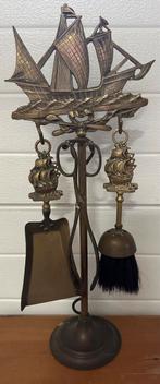 Antiek messing haardstel uit jaren 1930, Antiek en Kunst, Antiek | Koper en Brons, Ophalen of Verzenden, Koper