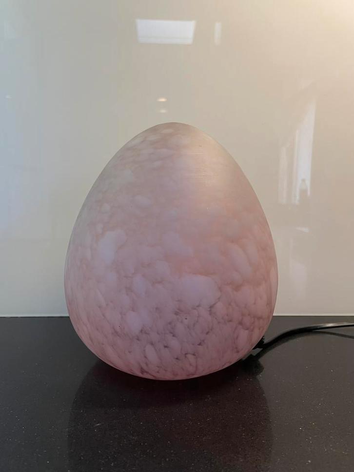 Gemarmerde W.L.P. 1980’s EGG Lamp, Huis en Inrichting, Lampen | Tafellampen, Zo goed als nieuw, Minder dan 50 cm, Glas, Ophalen of Verzenden