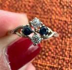 Zilveren Ring met Saffier & Kristal, 18 tot 19, Ophalen of Verzenden, Zo goed als nieuw, Met edelsteen