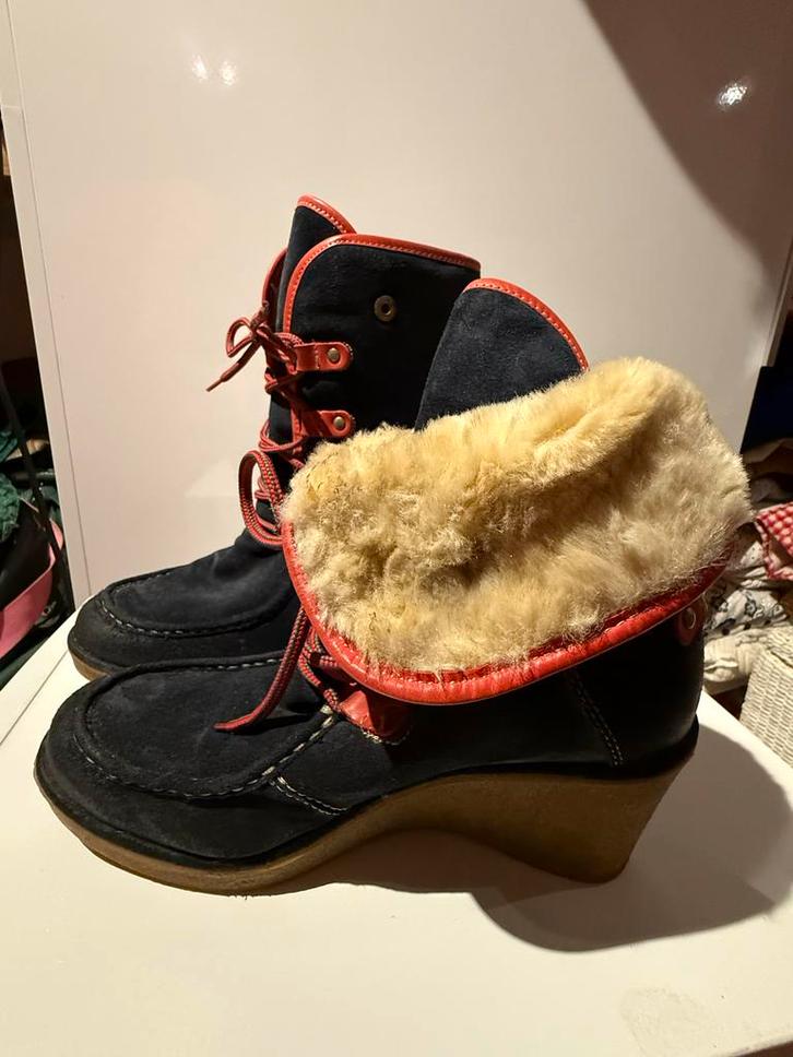 Josef Seibel suède veterlaarzen - Blauw/Rood - Maat 41, Kleding | Dames, Schoenen, Gedragen, Lage of Enkellaarzen, Blauw, Ophalen of Verzenden