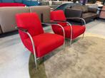 2 Harvink Fauteuils Rood Wolstof Design stoel, Huis en Inrichting, Fauteuils, Harvink, 75 tot 100 cm, Ophalen of Verzenden