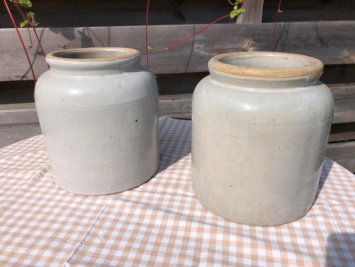 Oude franse grèspotten - Kerst, Huis en Inrichting, Woonaccessoires | Vazen, Zo goed als nieuw, Wit, Minder dan 50 cm, Aardewerk of Porselein