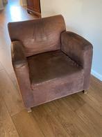 Fauteuil geschuurd leder, Ophalen of Verzenden, Zo goed als nieuw, 75 tot 100 cm