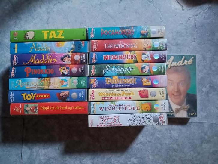 16 VHS Videobanden: Disney & Andre van Duin, Cd's en Dvd's, VHS | Film, Gebruikt, Alle leeftijden, Ophalen of Verzenden