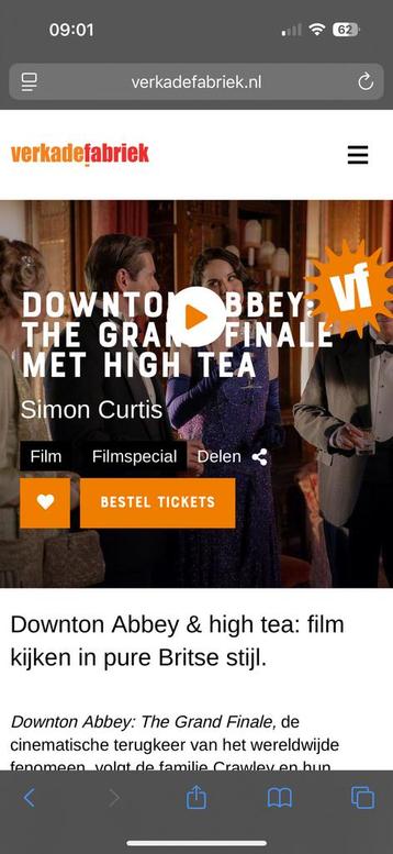 Gezocht: 2 tickets Downton Abbey: The Grand Finale beschikbaar voor biedingen