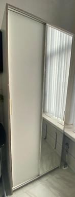 IKEA Morvik kledingkast – wit, met spiegel – 200x80x60 cm, Ophalen, Gebruikt, Eikenhout, Met hangruimte