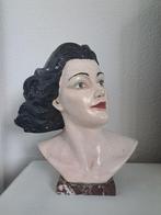 Art deco gipsen buste op marmeren voet 1920 - 1930, Antiek en Kunst, Kunst | Beelden en Houtsnijwerken, Ophalen