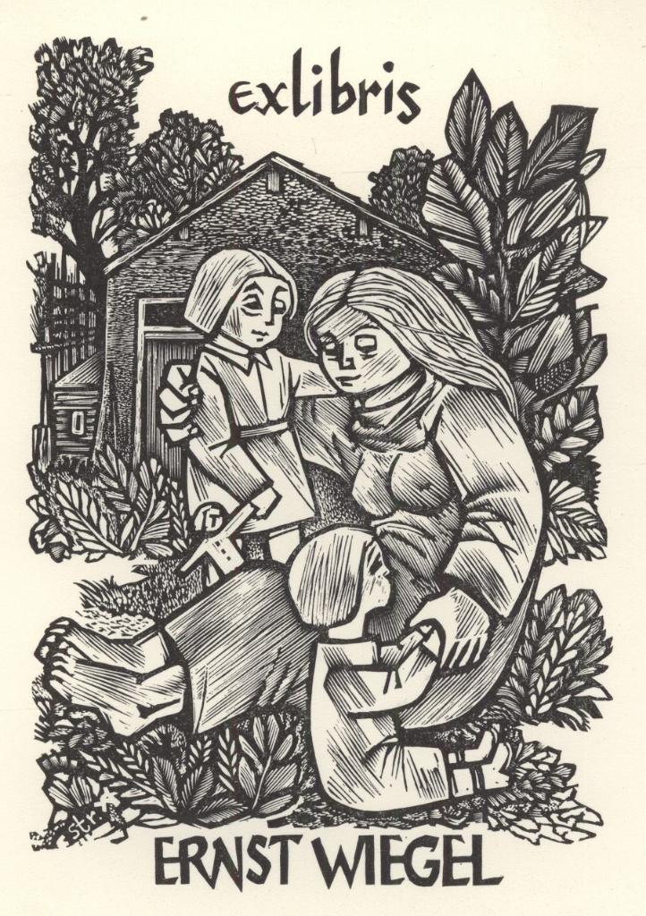 0679 Ex Libris Nederland : Lou Strik, 1956, Antiek en Kunst, Kunst | Etsen en Gravures, Verzenden