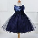 Donker blauwe glitter meisjes jurk meisje kinder prinsessen, Verzenden, Nieuw, Meisje