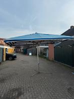 Grote Blauw/Wit Gestreepte parasol, Tuin en Terras, Parasols, Ophalen, Gebruikt, 3 tot 4 meter, Overige typen
