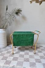 Messing Lectuurbak op wielen, groen suede bekleding, Onbekend, Ophalen of Verzenden, Zo goed als nieuw, Onbekend