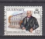 Guernsey UK met man en gebouw 1988, Verzenden, Gestempeld